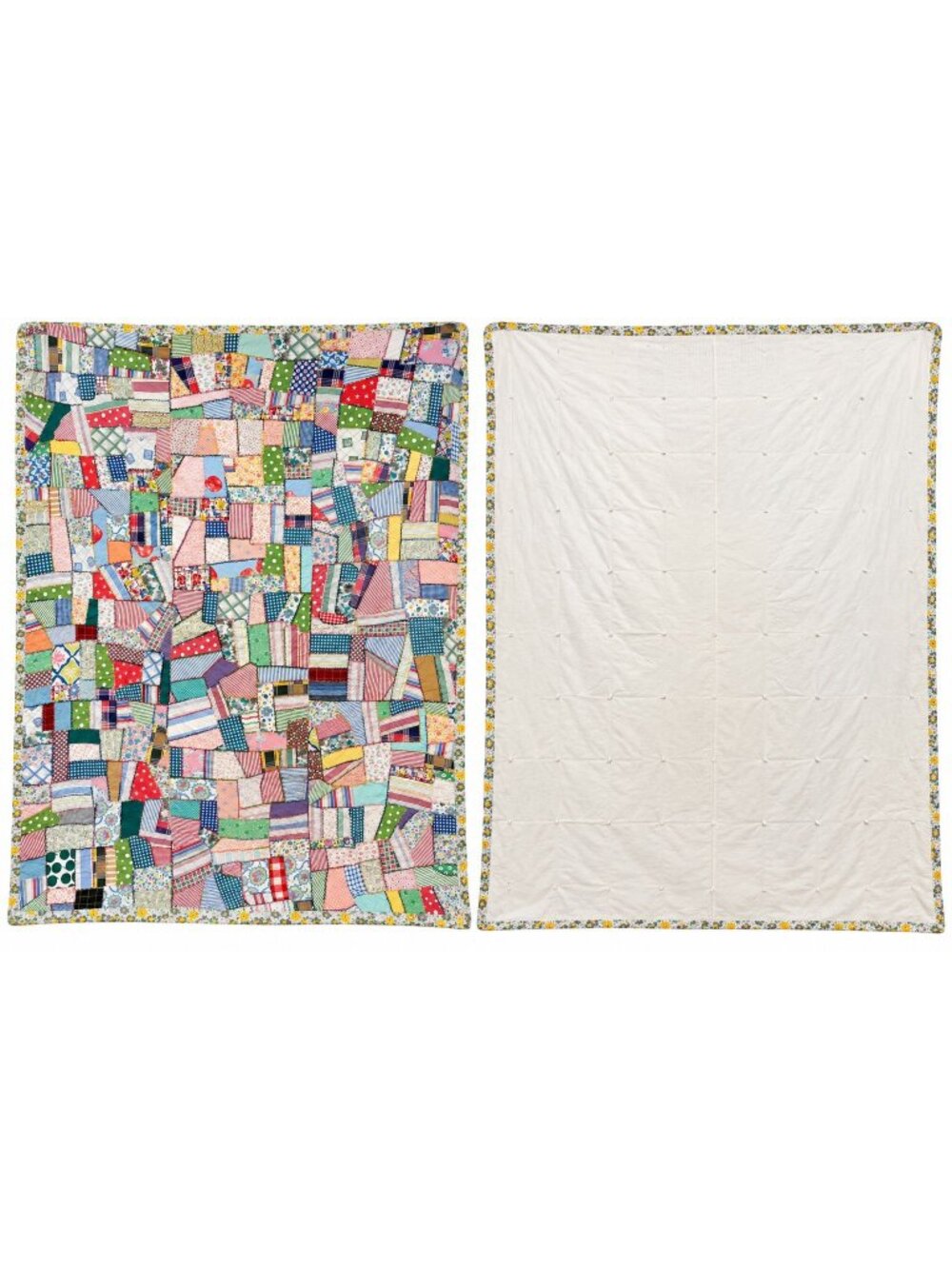 Vintage Handmade Crazy Quilt Patchwork Blanket 80x62 Colorful Cottagecore Boho